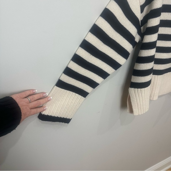 Zara Wool Striped Sweater Cream Black - Picture 6 of 10